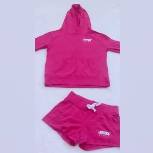 Girls Justice long sleeve pullover with shorts 2pc set